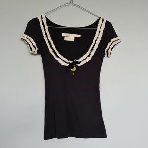 Posh LiveWheels and Dollbaby Black Cream Frill Top Shirt Blouse